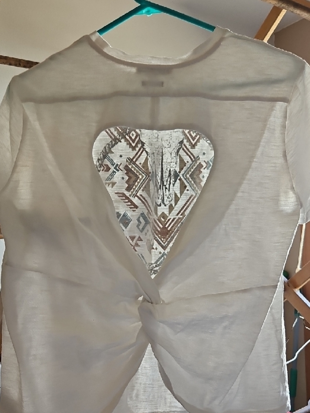 Miss Me White Short Sleeve Tee with Southwestern Skull Graphic - Picture 3 of 6